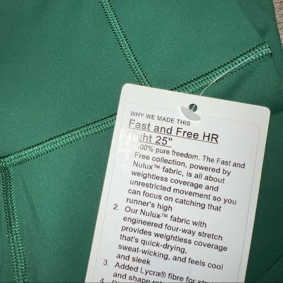 Lululemon Fast and Free High-Rise Tight 25" evergreen EVRG 0 - Picture 4 of 12
